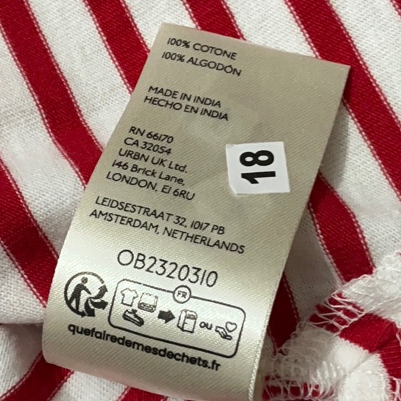 ANTHROPOLOGIE Daily Practice Cotton Long Sleeve Tee S 24” p2p Red/White $88 NWT - Picture 14 of 15